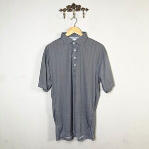 Collars & Co. Mens XLarge XL Black Geometric Print Short Sleeve Dress Polo Shirt